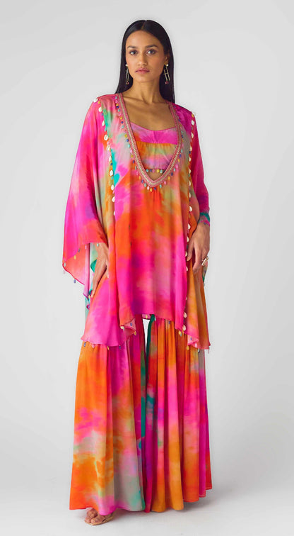 Abstract Aqua Kaftan Set