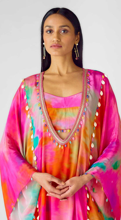 Abstract Aqua Kaftan Set