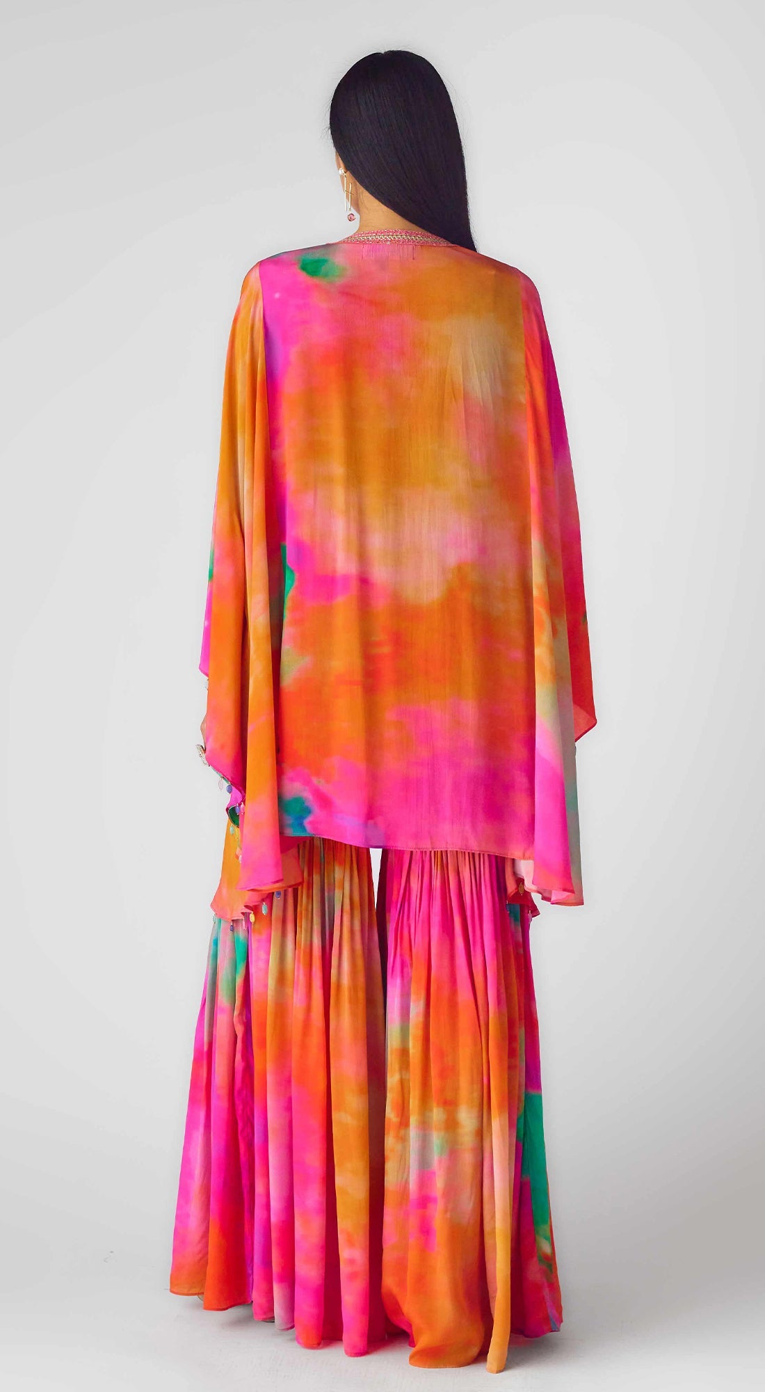 Abstract Aqua Kaftan Set