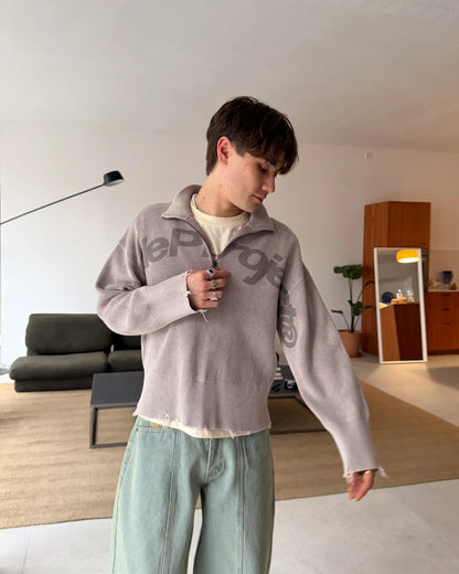 Beast Quarter-Zip Knit Brown