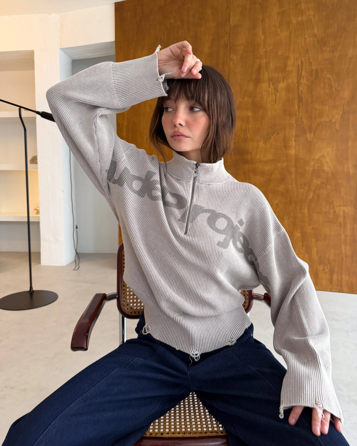 Beast Quarter-Zip Knit Brown