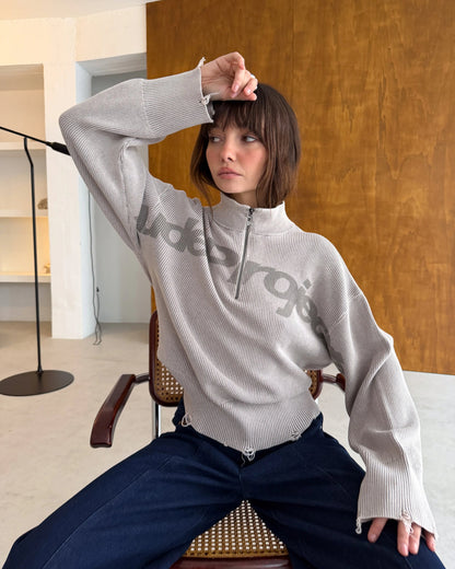 Beast Quarter-Zip Knit Brown